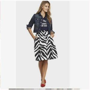 Express Zebra Print Midi Skirt
